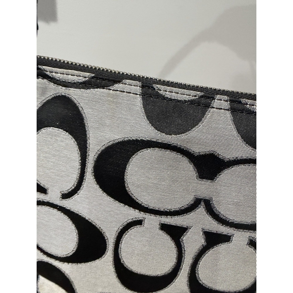 Coach Black & Gray Poppy Signature Sateen Shoulder Bag 18980 Purse F - Picture 9 of 12